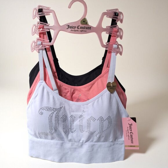 Juicy Couture Medium 3-Pack Removable Pad Padded Bras NWT - Picture 3 of 7